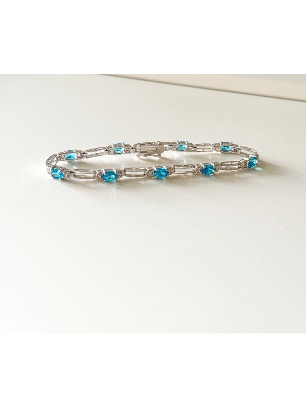925 Silver Blue Tennis Bracelet